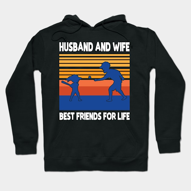 Husband Wife Playing Baseball Together Best Friends For Life Happy Father Mother Day Hoodie by joandraelliot